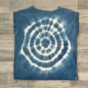 Madewell Blue Tie Dye Cap Sleeve Boxy Top Size XXS Oversize Fit I27